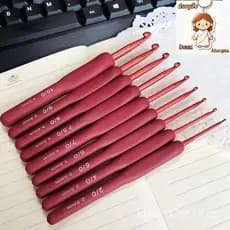 Conjunto de 9 peças de agulhas de crochê Etimo Tulip.   Acessórios Vermelhos Tricotados à Mão Vermelhos