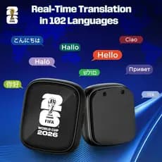 Fone de ouvido de tradução da Copa do Mundo FIFA F26E13 Bluetooth 6.0 AI Smart Headset, com tradução em tempo Real, tela