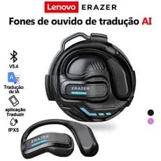 Lenovo ERAZER X8 AI Tradução Headset Sem Fio Bluetooth V5.4 OWS TWS Esportes IPX5 À Prova D 'Água HIFI Qualidade de Som