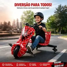 Triciclo Elétrico Drift 350W 8 Polegadas 3 Velocidades Bluetooth LED Para Adulto e Infantil