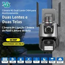 V3 C404 4G Câmera Externa a Prova D'água 4K 6MP com Alarme Câmera de Seguranç Bivolt（Não suporta Wi-Fi）