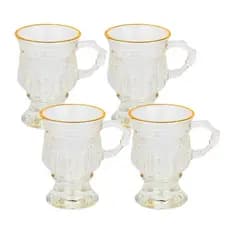 Kit 4 Canecas de Vidro com Detalhe Dourado 130ml Café Chá Elegante Presente - Envio Imediato