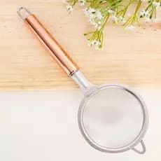 Mini Peneira/Coador de Inox Rose Gold – Beleza e Funcionalidade na Sua Cozinha