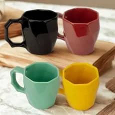 Kit Caneca de Cerâmica Geométrica 260ml Café Chá Cappuccino Presente Criativo - Envio Imediato
