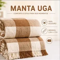 Manta UGA 240m x 180m de Algodão Luxo King — Gigante Decorativa e Macia Para Sofá e Cama Premium