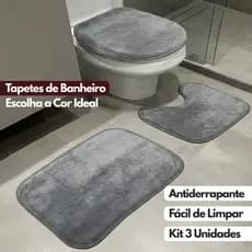 Jogo de Tapete Banheiro com ate 3 Peças Antiderrapante Pelúcia Macio Algodão jogo Premium