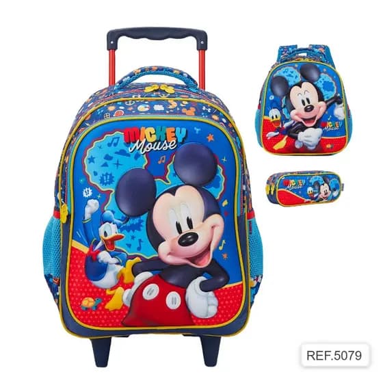 Kit Mochila Carrinho Mickey Escolar Infantil (5079)