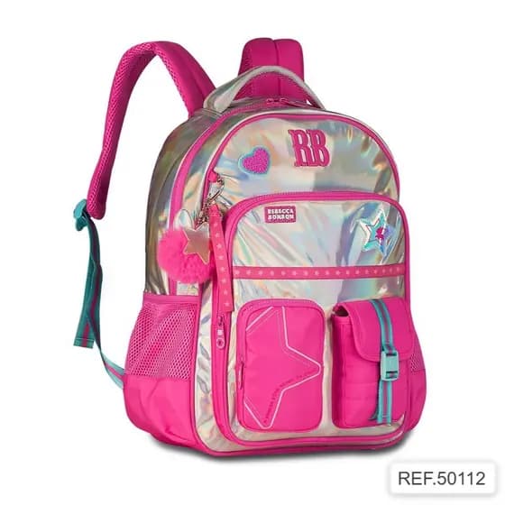 Mochila de Costas Rebecca Bonbon Holográfica Escolar Infantil (50112)