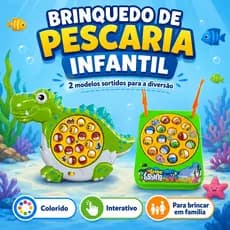 Jogo de Pesca Infantil Brinquedo Pescaria Dinossauro Peixinhos Coloridos Educativo