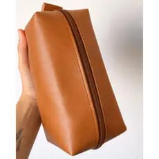 Necessaire Couro Sintético Feminina Masculina Bolsa De Mão Estojo Cosméticos Banho Organizador Grande Viagem Impermeável