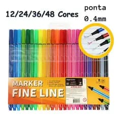 Kit de canetas com 12/24/36/48 cores Fine Line Coloridas Ponta Fina 0.4 mm Fineliner