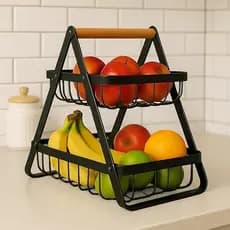 Fruteira de Mesa Multiuso Organizador 2 Andares Metal Design Elegante Espaçoso