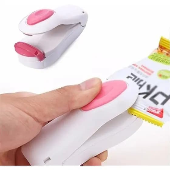 Mini Seladora de Saco Plástico Alimentos Embalagem com Imã de Geladeira Compacta á Pilhas