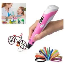 Caneta 3D Impressora Infantil Menina com Display Led Filamentos PLA Coloridos USB