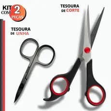 kit Tesoura Corte Cabelo Tesourinha Unha Barbearia 2 Unidades Profissional Salão de Beleza