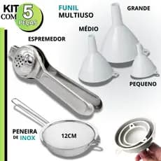 Espremedor Limão Laranja Funil Plástico Peneira Inox 5 Unidades Alta Qualidade Cozinha Restaurantes