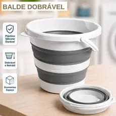 Balde Dobrável Retrátil 1 ou 2 unidaddes 10 Litros Silicone Powermaid Resistênte Com Alça e Gancho
