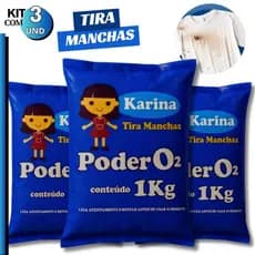 Kit 3/2/1 Tira Manchas de Roupa em Pó Karina Brancas Coloridas O2 Alvejante Removedor  Sem Cloro