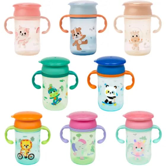 Copo De Treinamento Buba Antivazamento Gira 360° Com Alça Introdução Alimentar Bebê Infantil 300ml