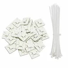 Abraçadeira De Nylon + Fixador Autoadesivo 28x28 - 100 Peças