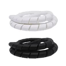 Organizador de Fios Espiral 1" Preto/Branco 5m - Proteção Cabos Chicote Elétrico MZ Plastic