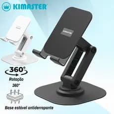 Suporte de Mesa para Celular de Metal Kimaster SU126  Rotação 360° Ajustável e Antiderrapante