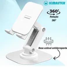 Suporte Para Celular e Tablet Dobrável e Portátil Kimaster Giro 360° e Base Antiderrapante