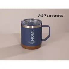 Caneca Térmica Inox 400ml com Tampa e Base de Cortiça – Estilo, Praticidade e Conservação Térmica