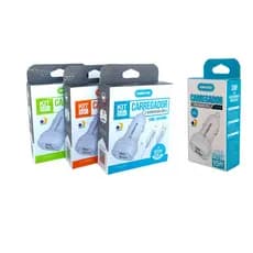 Carregador Veicular Kimaster 15W 5A Rápido USB/USB-C + Cabo Micro USB, Tipo-C ou Lightning