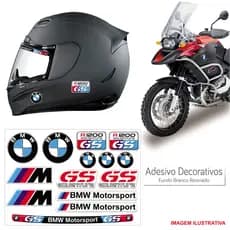 KIT ADESIVO MOTO CAPACETE BMW R 1200 GS RESINADO BRANCO