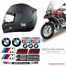 KIT ADESIVO MOTO CAPACETE BMW R 1200 GS RESINADO PRETO