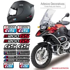 KIT ADESIVO MOTO CAPACETE BMW R 1200 GS PRETO