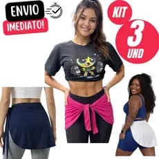 Kit 3 Tapa Bumbum Com Faixa Para Amarrar Fitness Academia Modelo Confortavel Ginástica Caminhada Feminino