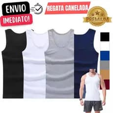 Regata Canelada Modelo Americano Masculina Básica Lisa Premium