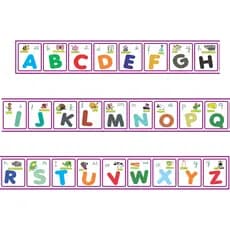 Faixa 120x15cm Alfabeto Adesivo Educação Infantil Escolar Aprendizado Divertido