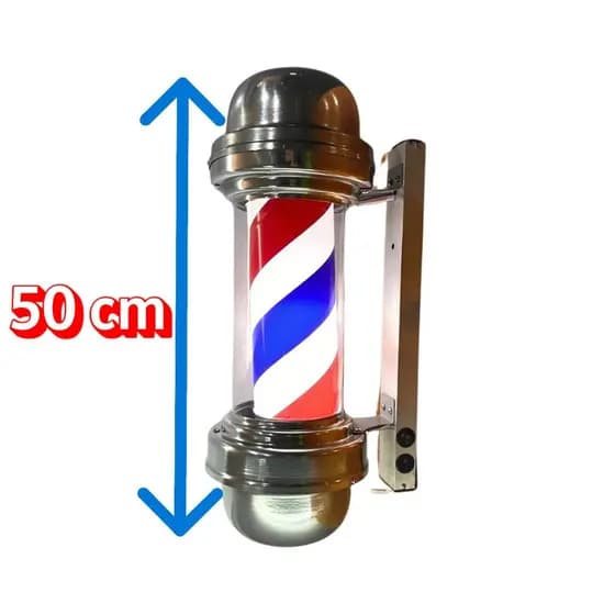 Barber Pole 50cm Giratório Poste Iluminação Com Lâmpada Barbearia 127/220v