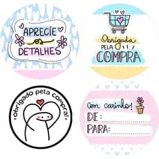 Adesivos Agradecimento Clientes Vinil Etiquetas Personalizadas Mimos Presentes Lembrançinhas 4X4cm