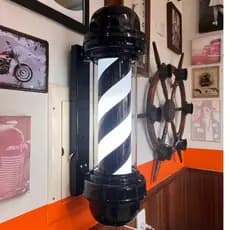 Barber Pole 60cm Todo PRETO Sem Globo Barbearia Gira Acende