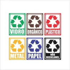 Coleta Seletiva Adesivos Lixo Reciclagem 6 Unidades 13x15cm