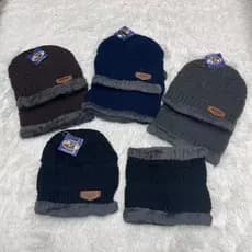 Kit Touca Masculina + Gola Cachecol Inverno Forrado Peluciado Quente Confortável