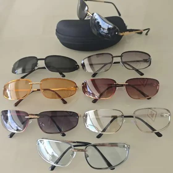 Óculos de Sol Feminino Retrô UV400 — Lente Colorida, Armação Metálica Fina e Design Elegante