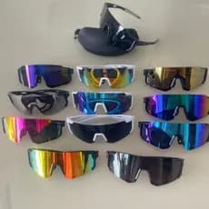 Óculos de Sol Esportivo Unissex UV400 – Lente Espelhada Grande, Estilo Ciclismo, Com Estojo