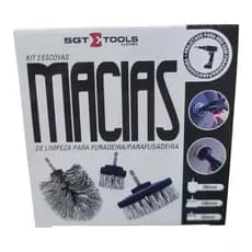 Kit 3 Escovas Macias de Limpeza P/ Furadeira Parafusadeira Sgt Sigma Tools