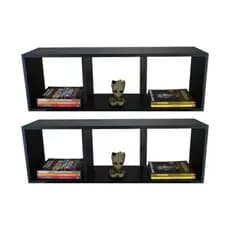 Kit 2 Nichos Retangulares Com 3 Divisórias 100x30x20cm Mdf Organização Decoração Sala Escritório