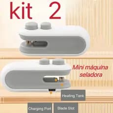 kit 2 Mini Selador Portátil De Saco Plástico Sem Fio 2 Em 1 Magnético De Calor Recarregável.
