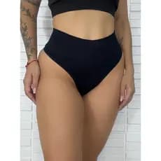 Kit Calcinha Modeladora  Fio Importada Canelada Pala Dupla Cintura Alta