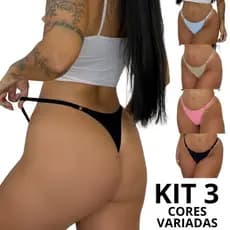 Kit Calcinha Laser Regulagem Sem Costura Lateral Importada Fio Tanga