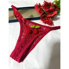 Calcinha Cerejinha Rendada Regulagem Tanga Fio Sensual Cereja