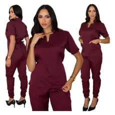 Pijama Scrub Gabardine Feminino Conjunto Profissional Vinho
