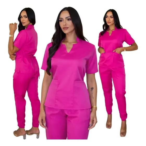 Pijama Cirúrgico Hospitalar Feminino Jogger Scrub Gabardine Tecido Grosso Durável